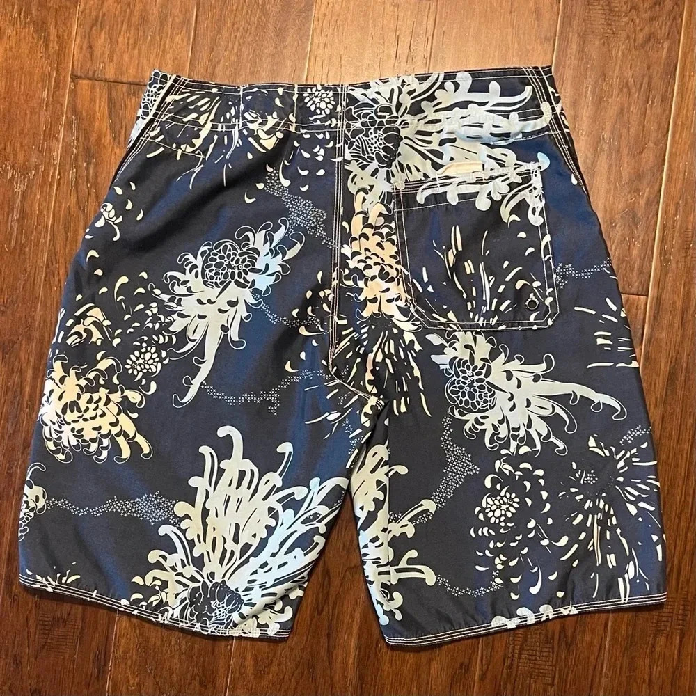 Old Navy Floral Board Shorts Swim Trunks Blue Tropical Beach Summer - Picture 3 of 12